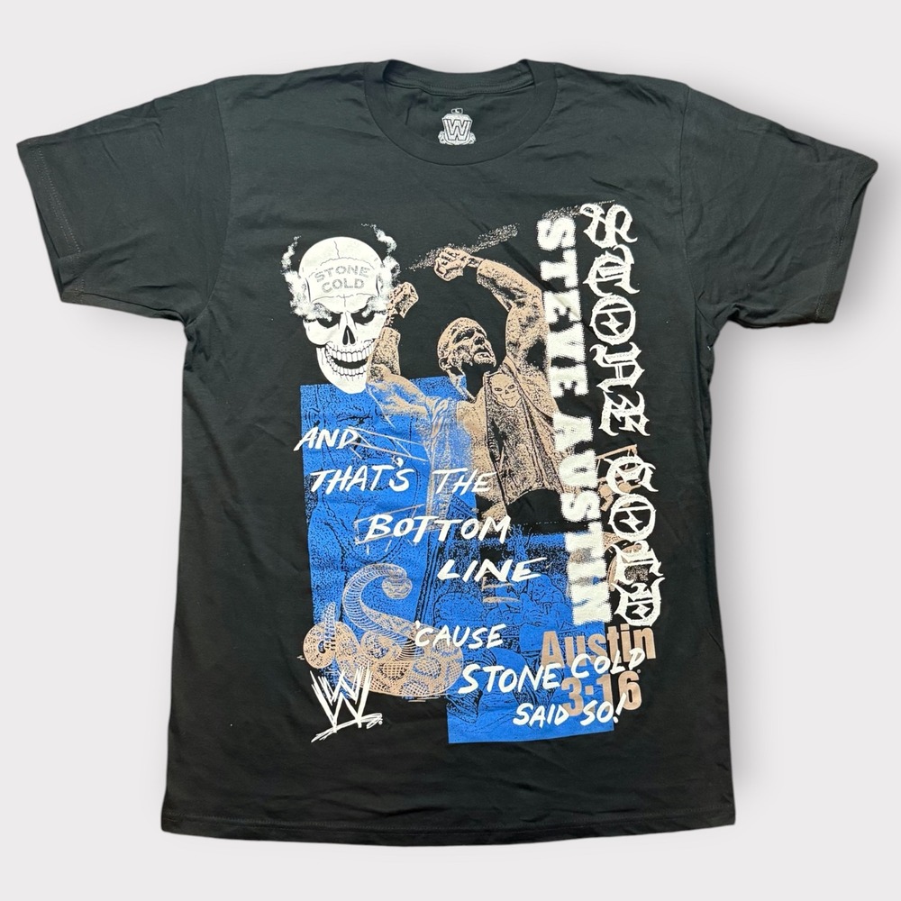 WWE Stone Cold Steve Austin 3:16 Bottom Line Black Graphic T-Shirt Mens XL